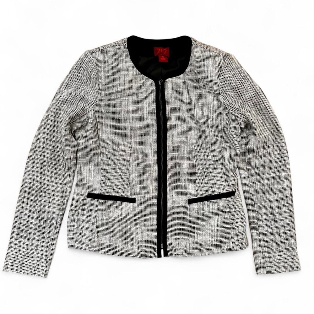 New!!! 212 Collection elegant white/black checkered blazer w gorgeous zipper